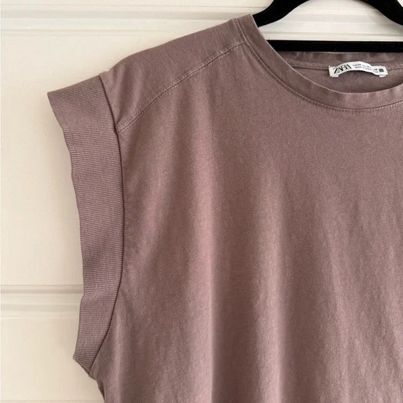 Zara Women’s Brown Muscle Tee Size Medium - Picture 2 of 4